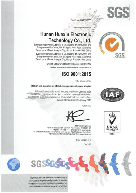 Chiny Hunan Huaxin Electronic Technology Co., Ltd. Certyfikaty